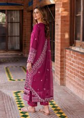 Kaavish By Farasha Eid Festive Embroidered Lawn 3 Piece Unstitched Suit FSH24KEFL D-07 ROSY SOMBER